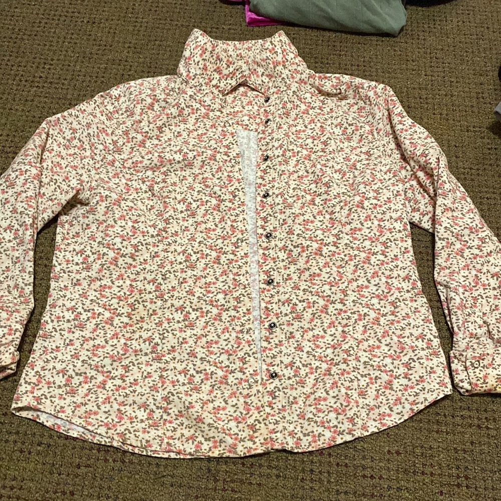 Floral button up corduroy shirt